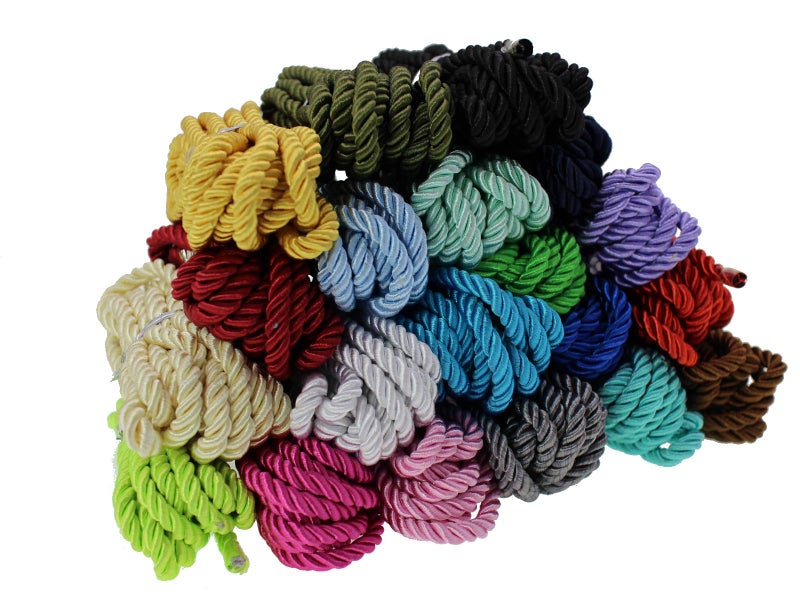 PAMIR TONG 5mm Twisted Satin Cord for Crafts 60 Yards Braided Decorative Cotton Cords Trims Polyester Twine Cord Thick Round Fabric Rope Thread for Sewing DIY Shiny Handfast Cord for Wedding - Image 1